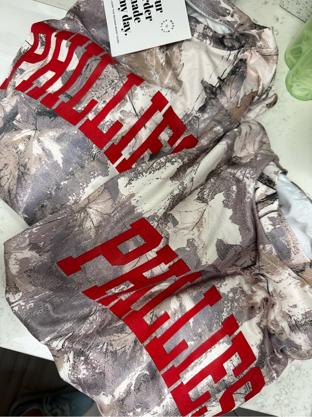 Phillies Camo Graphic Performance Tee with Bold Red Text